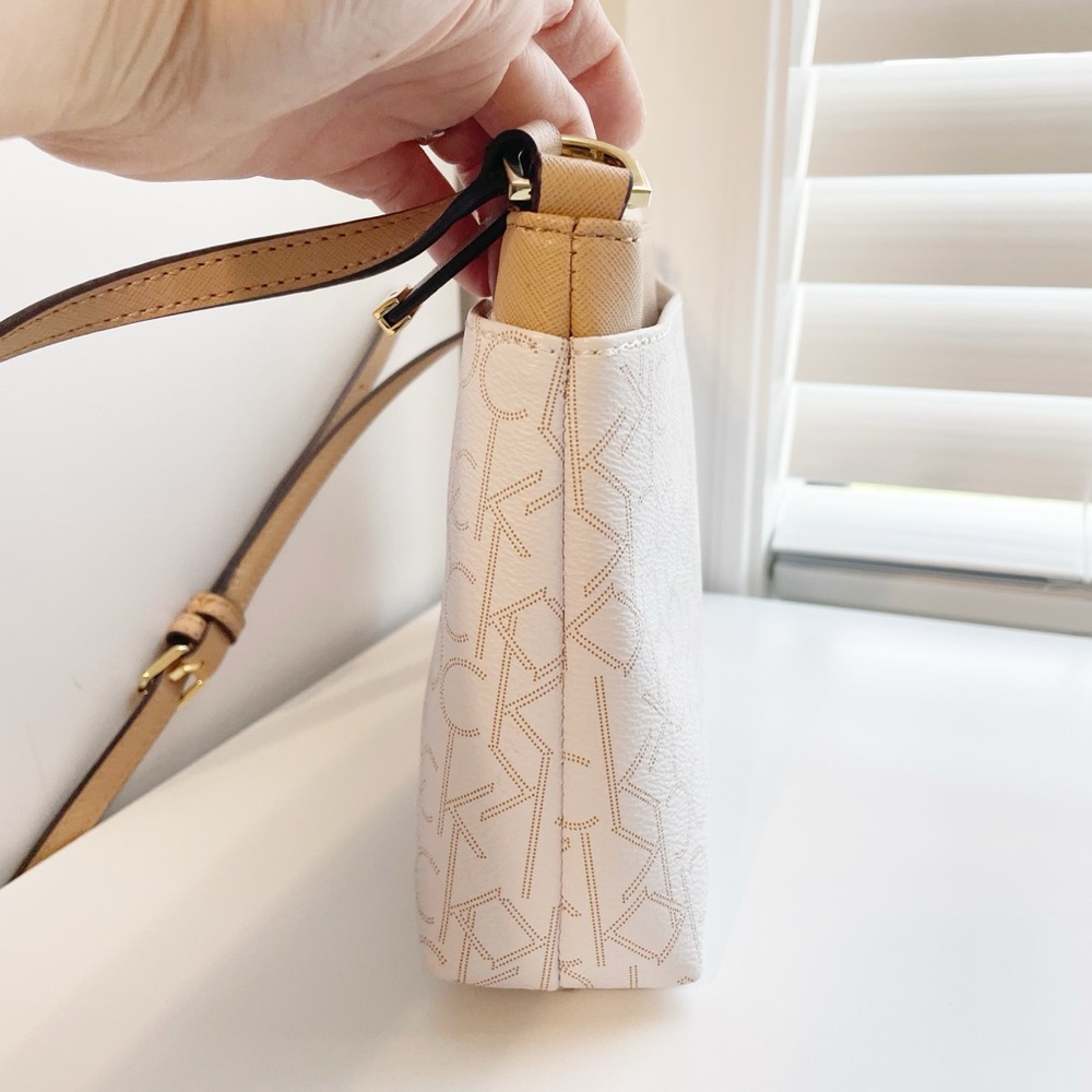 Calvin Klein Cream & Tan Logo-Print Crossbody Bag - Picture 6 of 12